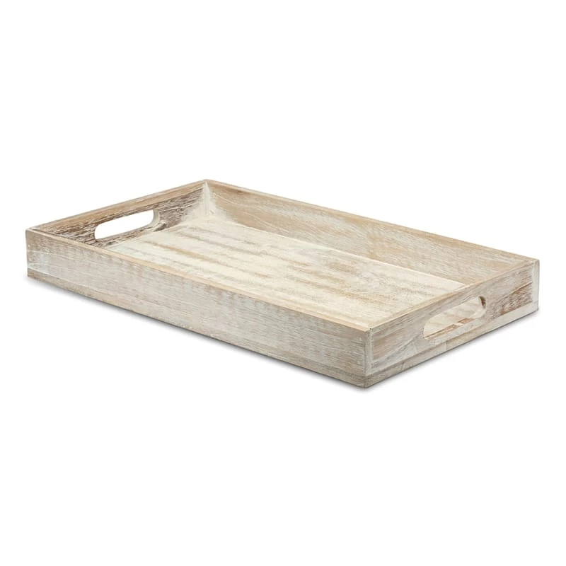 Tracey Boyd White Rustic Wooden Tray, Large 3 Tracey Boyd White Rustic Wooden Tray, Large