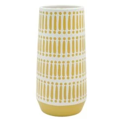 Tracey Boyd Yellow Patterned Ceramic Vase, 10"