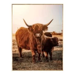 Ty Pennington Framed Calf Highland Cow Canvas Wall Art, 24x30