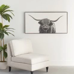 Ty Pennington Framed Highland Cow Canvas Wall Art, 48x24 -Home Decor Shop ty pennington framed highland cow canvas wall art 48x24 3
