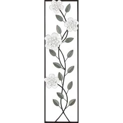 Vertical White Flower Branch Wall Art, 10x36
