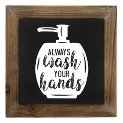 Wash Hands Bathroom Wall Art, 10"