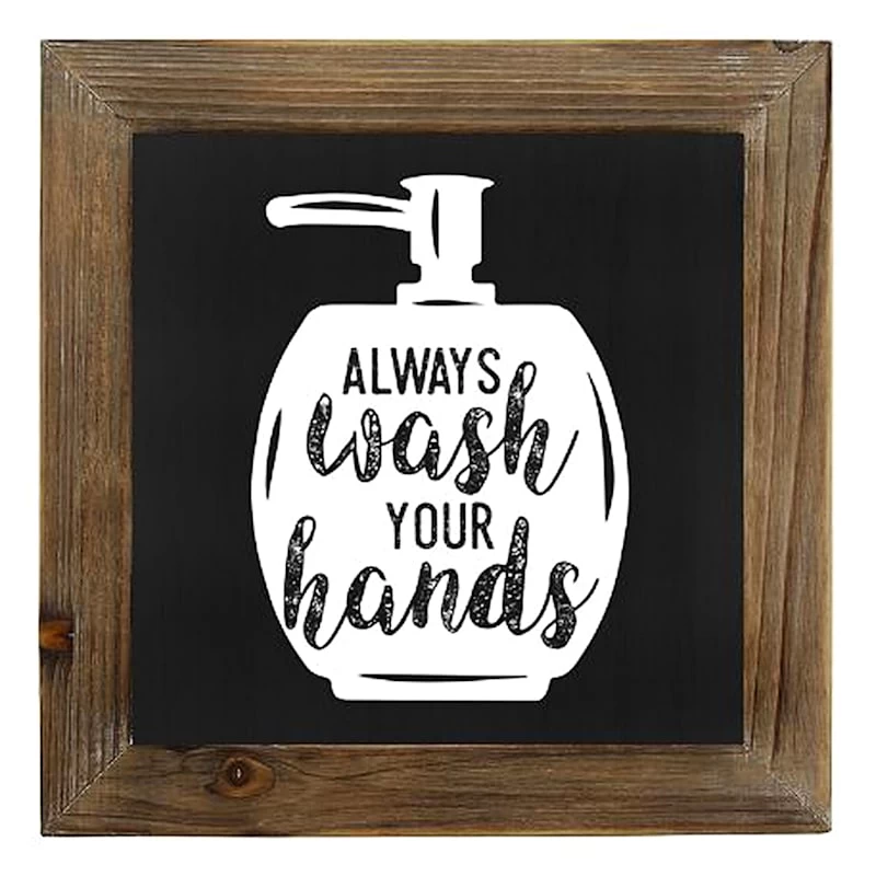Wash Hands Bathroom Wall Art, 10" 3 Wash Hands Bathroom Wall Art, 10"