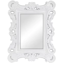 White Engraved Framed Studio Wall Mirror, 20x25