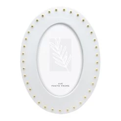 White & Gold Oval Tabletop Photo Frame, 4x6