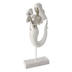 White Mermaid Figurine, 12.5"