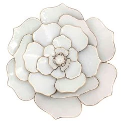 White Metal Wall Flower Wall Decor, 24"
