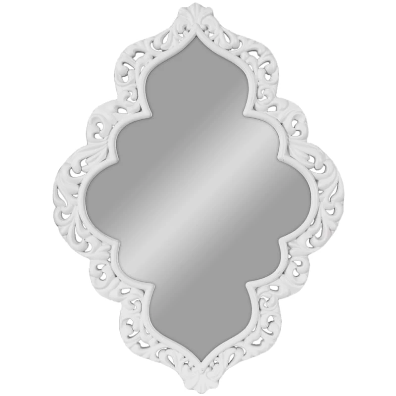 White Ornate Wall Mirror, 10x14 3 White Ornate Wall Mirror, 10x14
