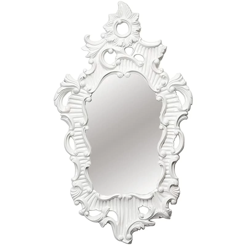 White Rockglam Polyurethane Framed Glossy Wall Mirror, 35x60 3 White Rockglam Polyurethane Framed Glossy Wall Mirror, 35x60