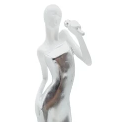 White & Silver Singer Figurine, 13" 5 White & Silver Singer Figurine, 13" -Home Decor Shop white silver singer figurine 13 1