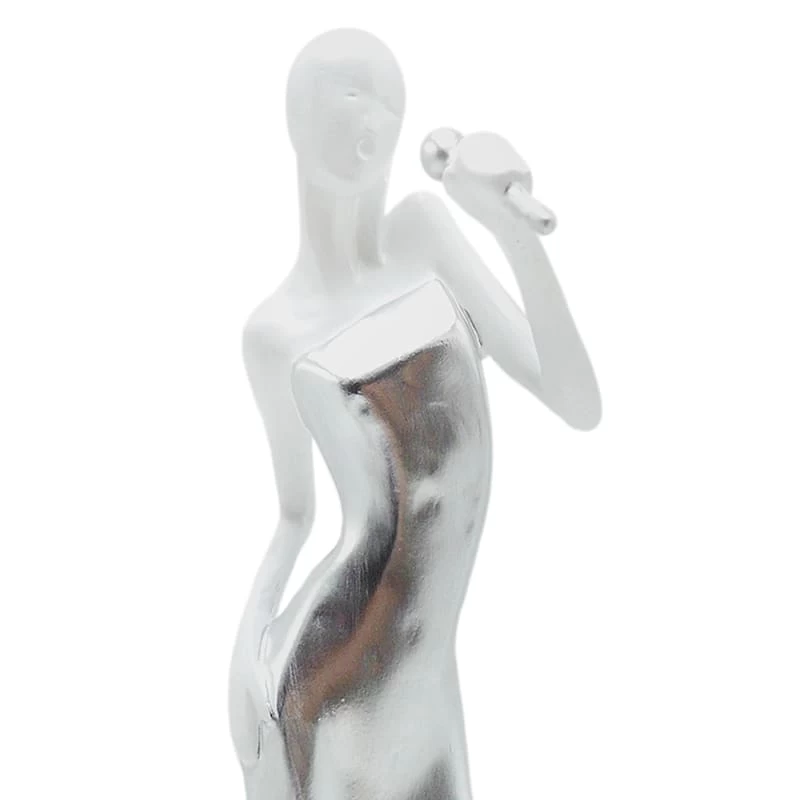White & Silver Singer Figurine, 13" 4 White & Silver Singer Figurine, 13" - Image 2