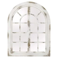 White Wooden Window Wall Mirror, 36x47