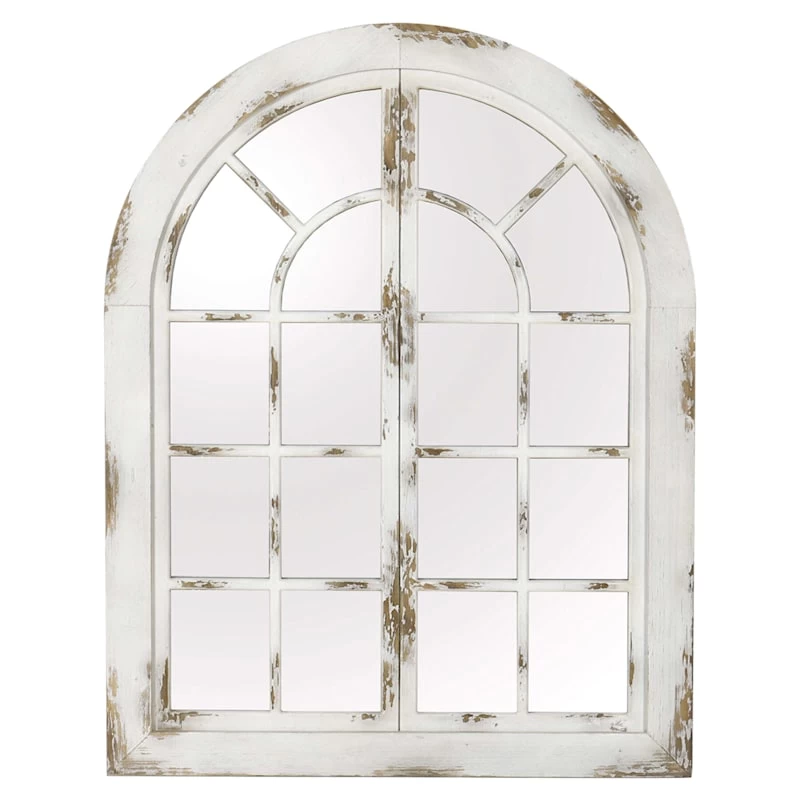 White Wooden Window Wall Mirror, 36x47 3 White Wooden Window Wall Mirror, 36x47