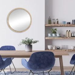 Wood Framed Round Wall Mirror, 30" -Home Decor Shop wood framed round wall mirror 30 1