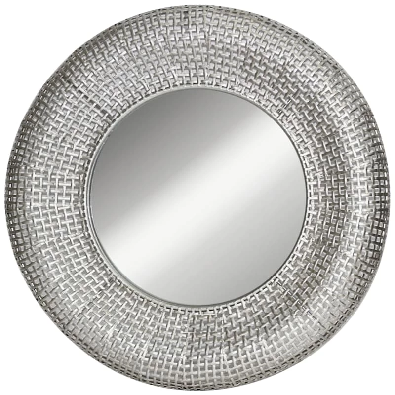 Woven-Look Studio Round Wall Mirror, 24" 3 Woven-Look Studio Round Wall Mirror, 24"